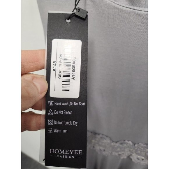 Homeyee Fashion Womens Fit & Flare Dress Small Gray Sleeveless Lace Waist NWT - Picture 9 of 11